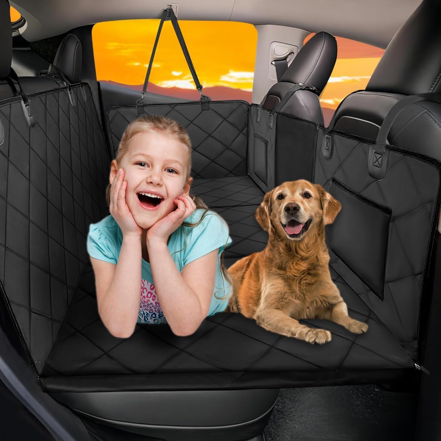 Back Seat Extender for Dogs-Large Space, Dog Car Seat Cover Hard Bottom Holds 40...