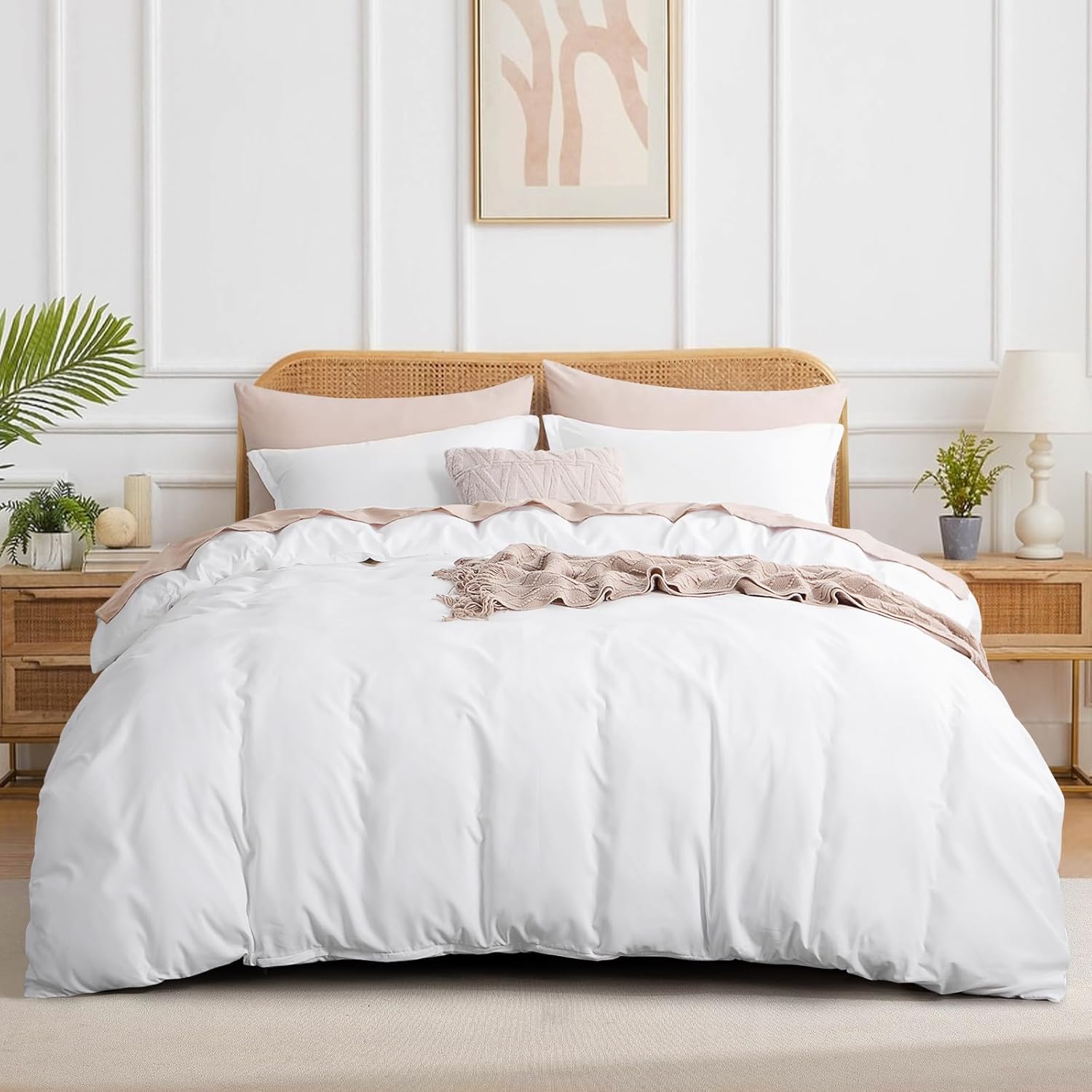 RUIKASI White Duvet Cover King - Soft Microfiber Duvet Cover Sets for King Size...