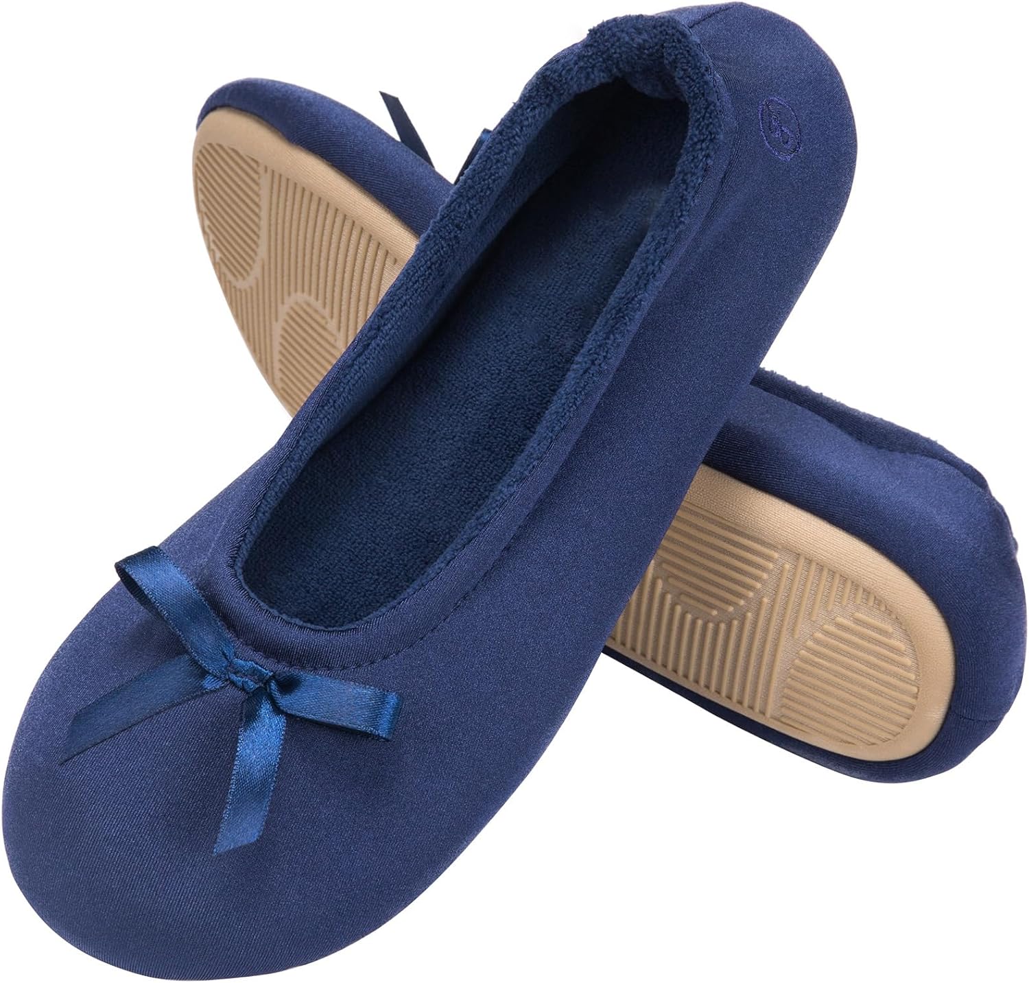 EverFoams Women's Ballerina Slippers Lightweight Comfy Memory Foam House Shoes w...