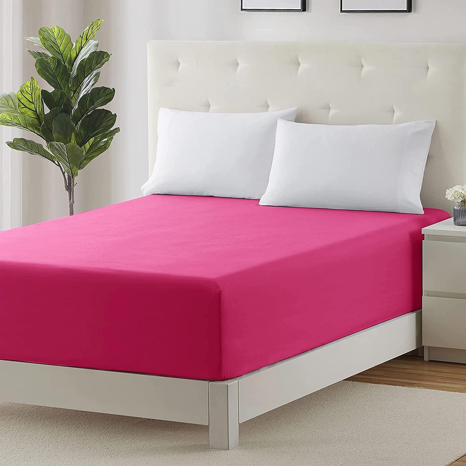 Hafaa Fitted Sheet Extra Deep Pocket Bed Sheet 16 inch 40 Cm Soft Brushed Microf...