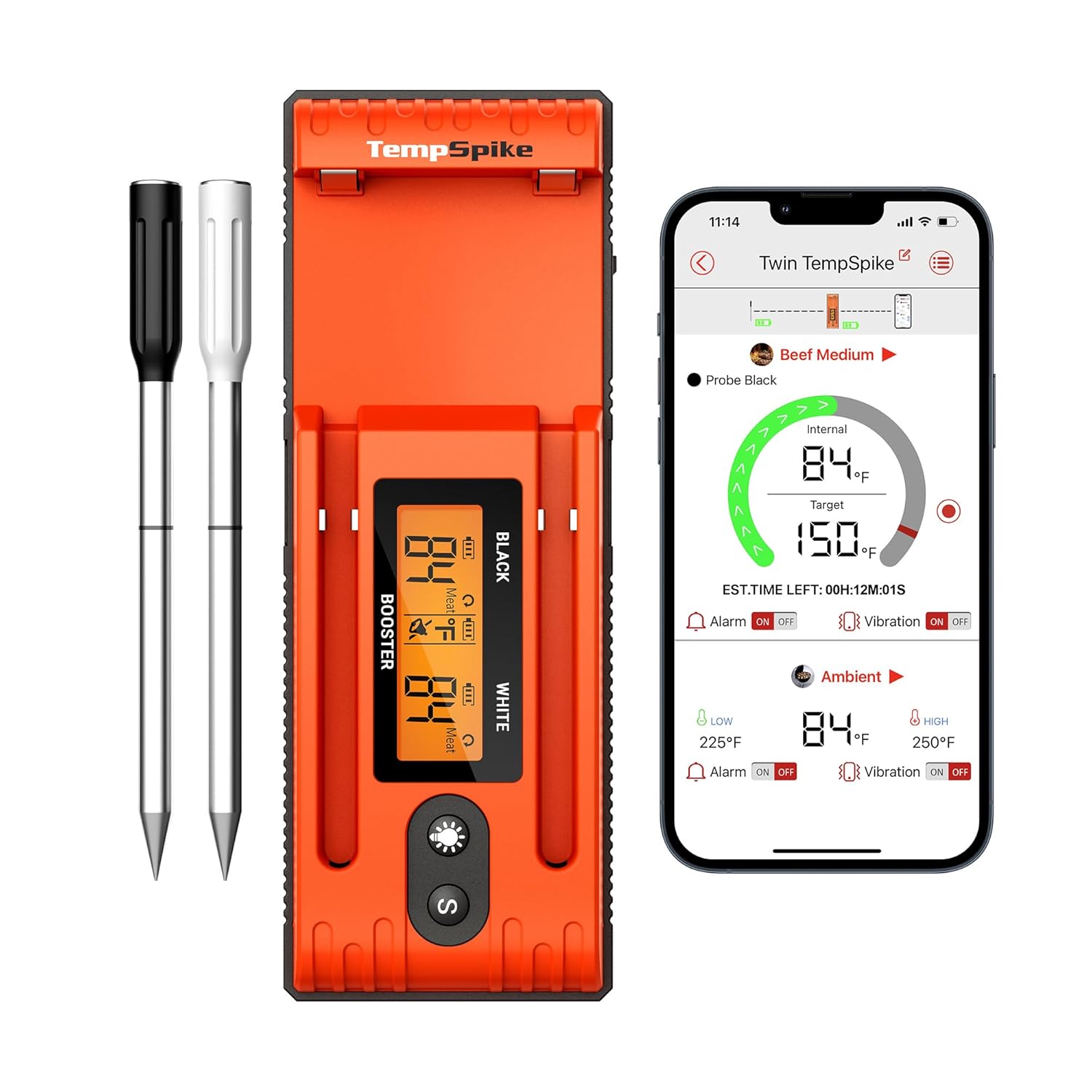 ThermoPro TempSpike Wireless Meat Thermometer with 2 Meat Probes, 500FT Bluetoot...