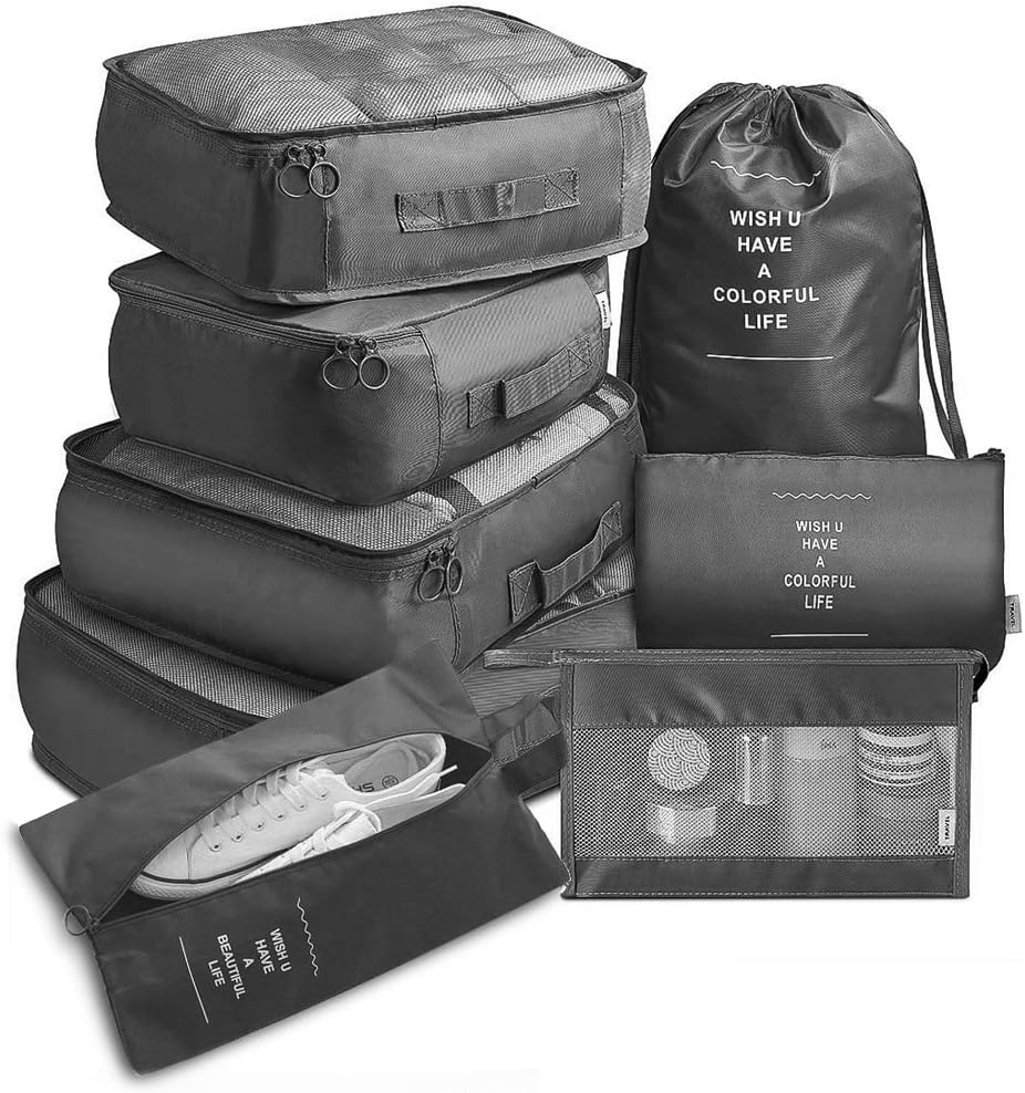 Travel Packing Cubes, Toifucos Multifunction 8pcs/set Travel Cubes Luggage Organ...