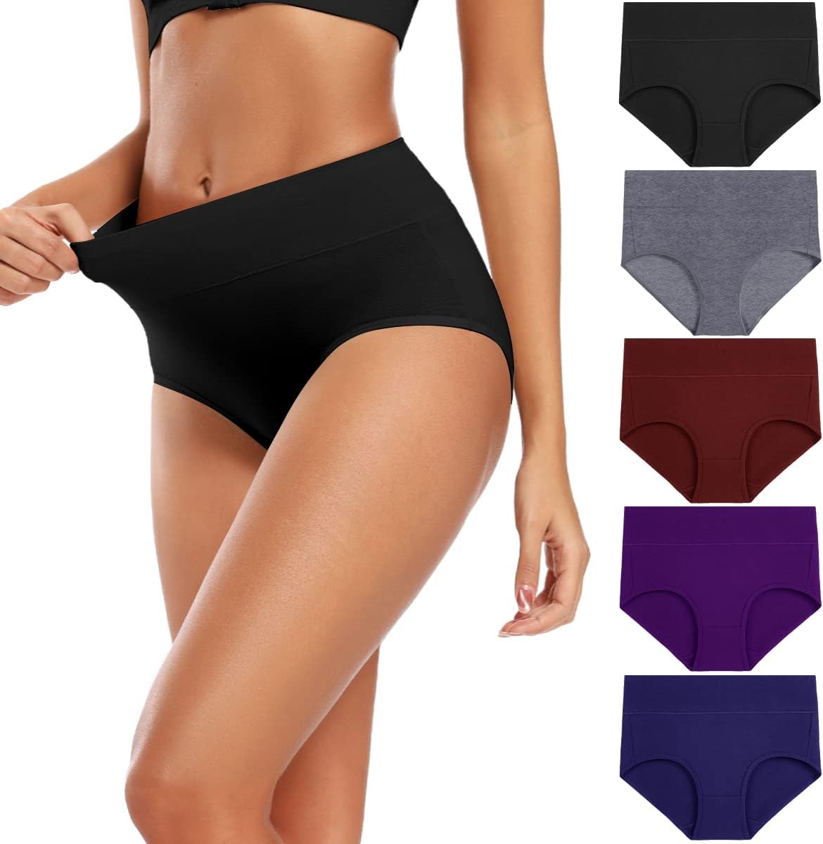 Molasus Women's Cotton Underwear High Waisted Full Coverage Ladies Panties (Regu...
