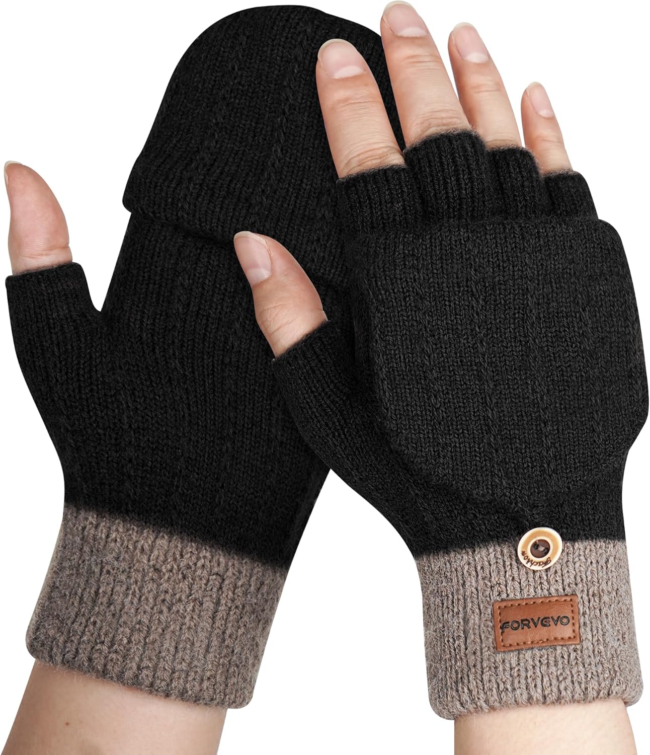 FORVEVO Thermal Winter Gloves Women, Touch Screen & Fingerless Gloves for Runnin...