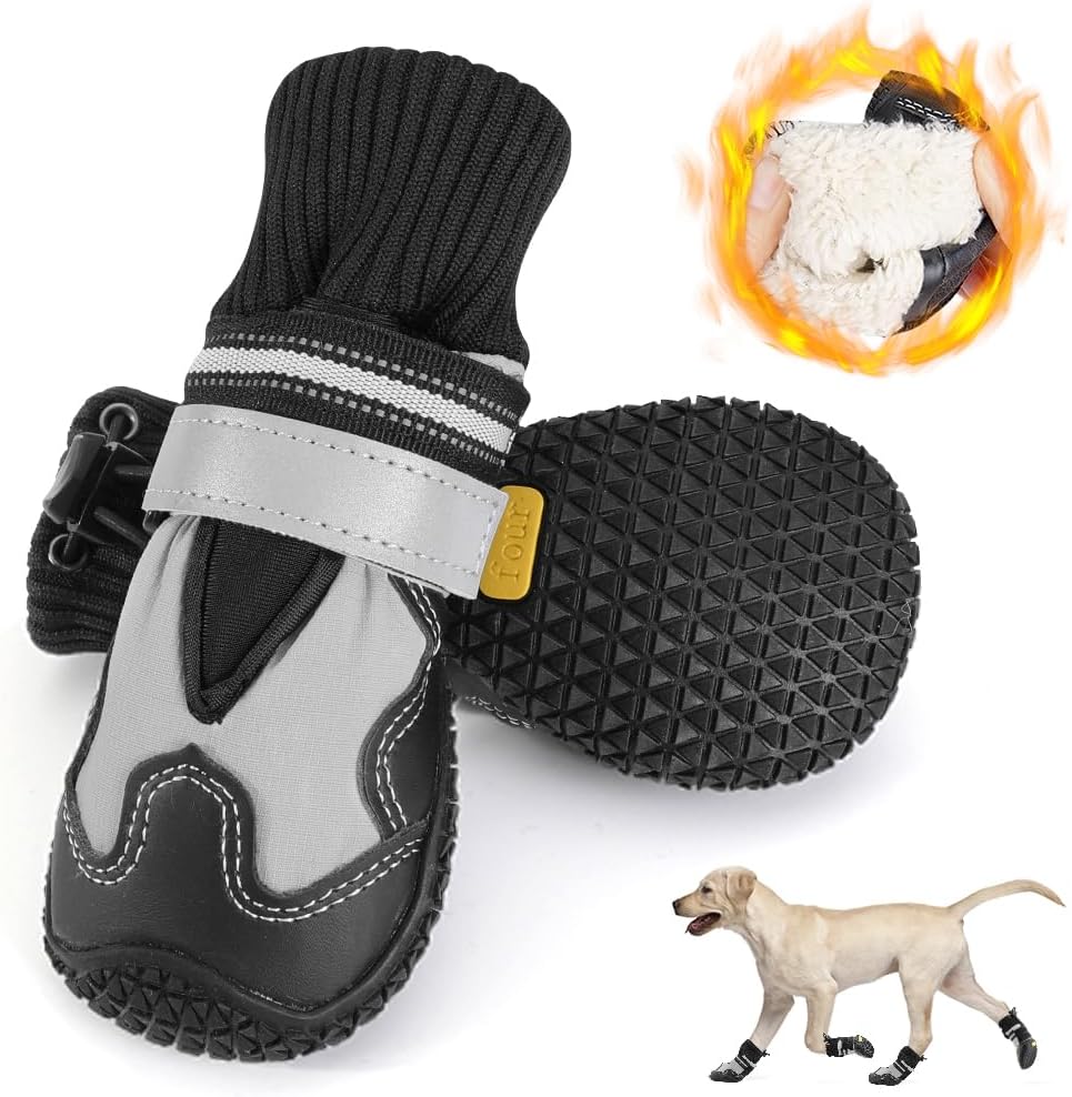 Eyein Dog Shoes for Injured Paws, Waterproof Warm Fleece Lined Dog Boots Paw Pro...