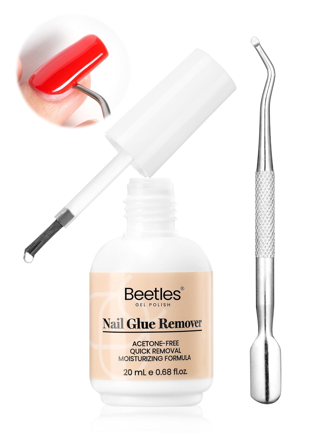 Beetles Nail Glue Remover Glue 20ml for False Nails, Press on Nails Glue Remover...