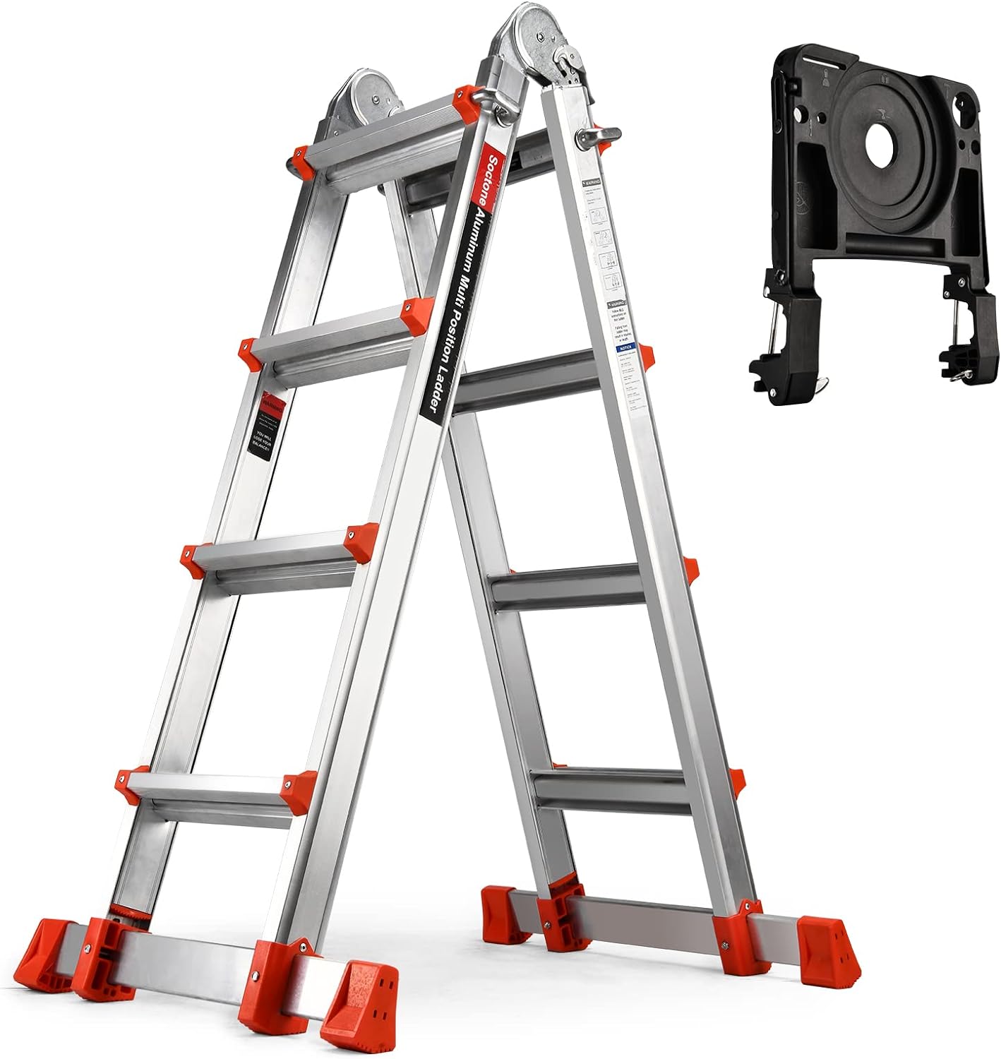 Soctone Ladder, A Frame 4 Step Extension Ladder, 14 Ft with Multi Position & Rem...