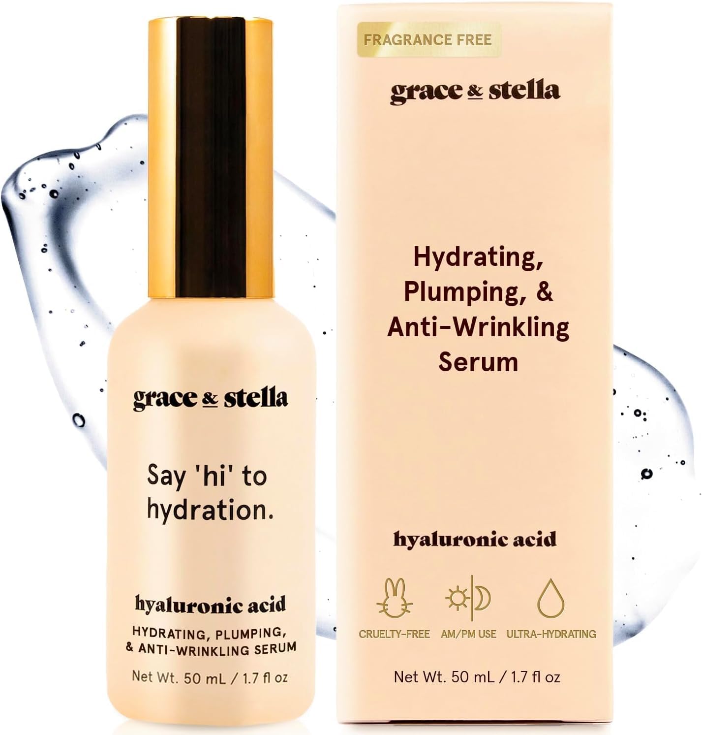 grace & stella Award Winning Hyaluronic Acid Serum (50ml/1.7 fl oz) Hyaluronic A...