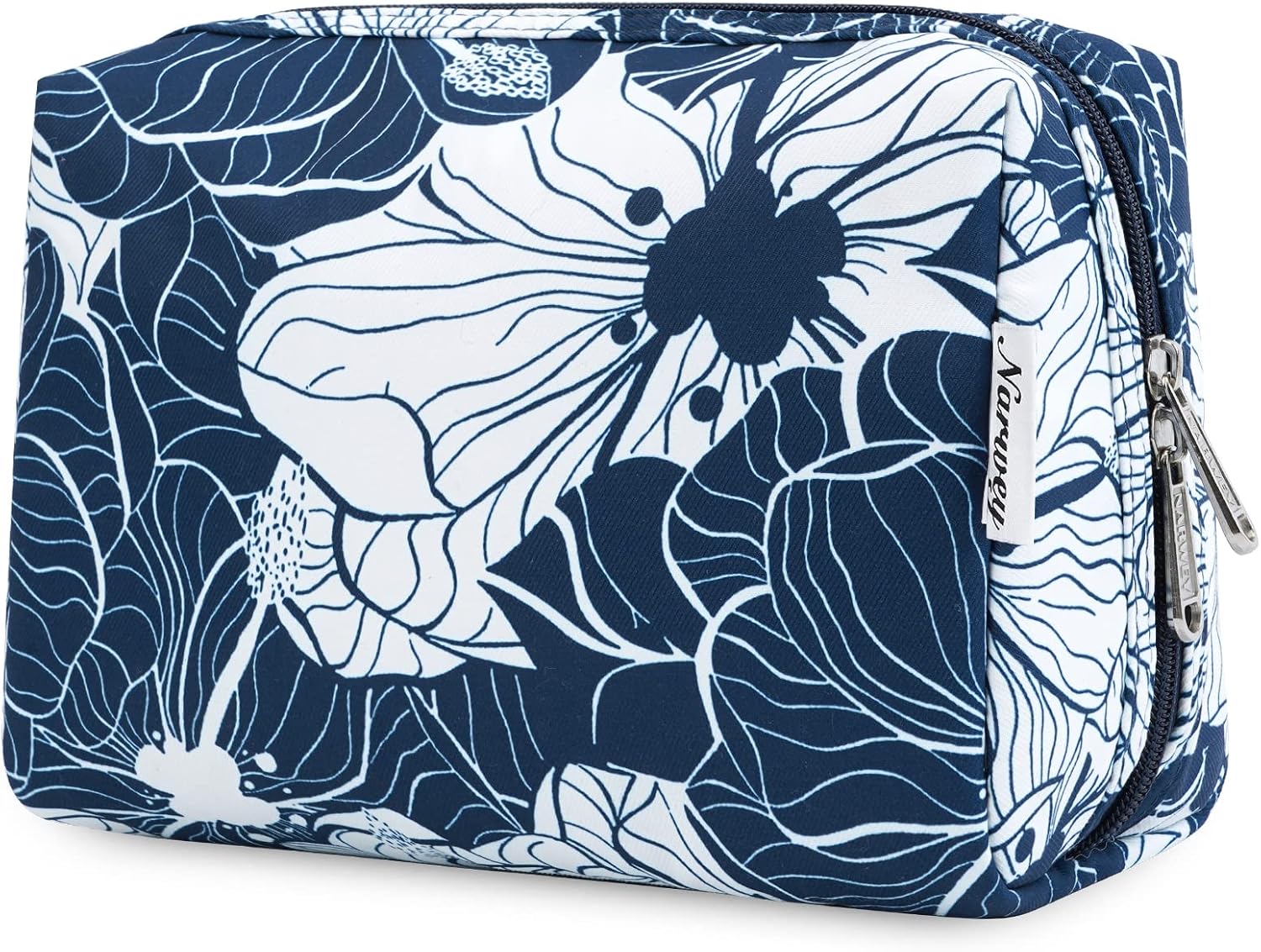 Large Makeup Bag Zipper Pouch Travel Cosmetic Organizer for Women (Blue Lotus, L...