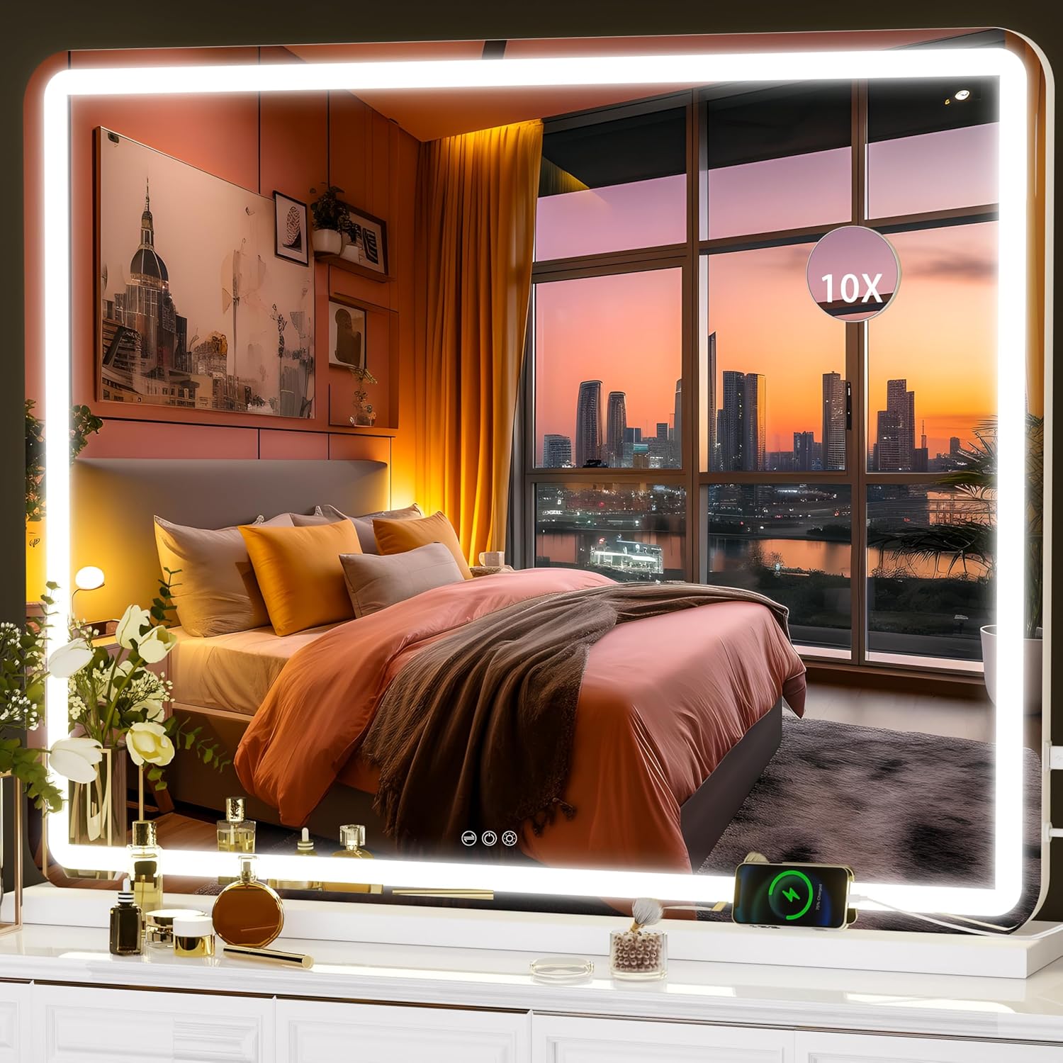 Hasipu Vanity Mirror with Lights, 39.4" x 30" LED Makeup Mirror, Lighted Makeup...
