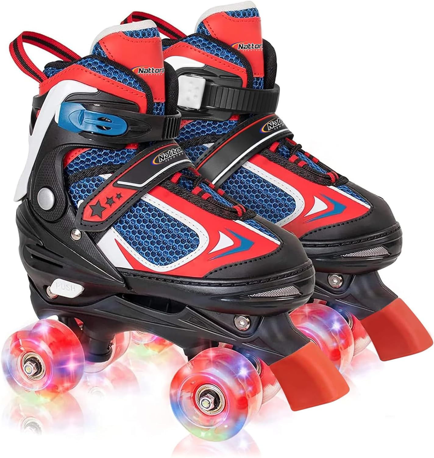 Nattork Kids Roller Skates for Boys Girls Kids, 4 Sizes Adjustable Quad Skates w...