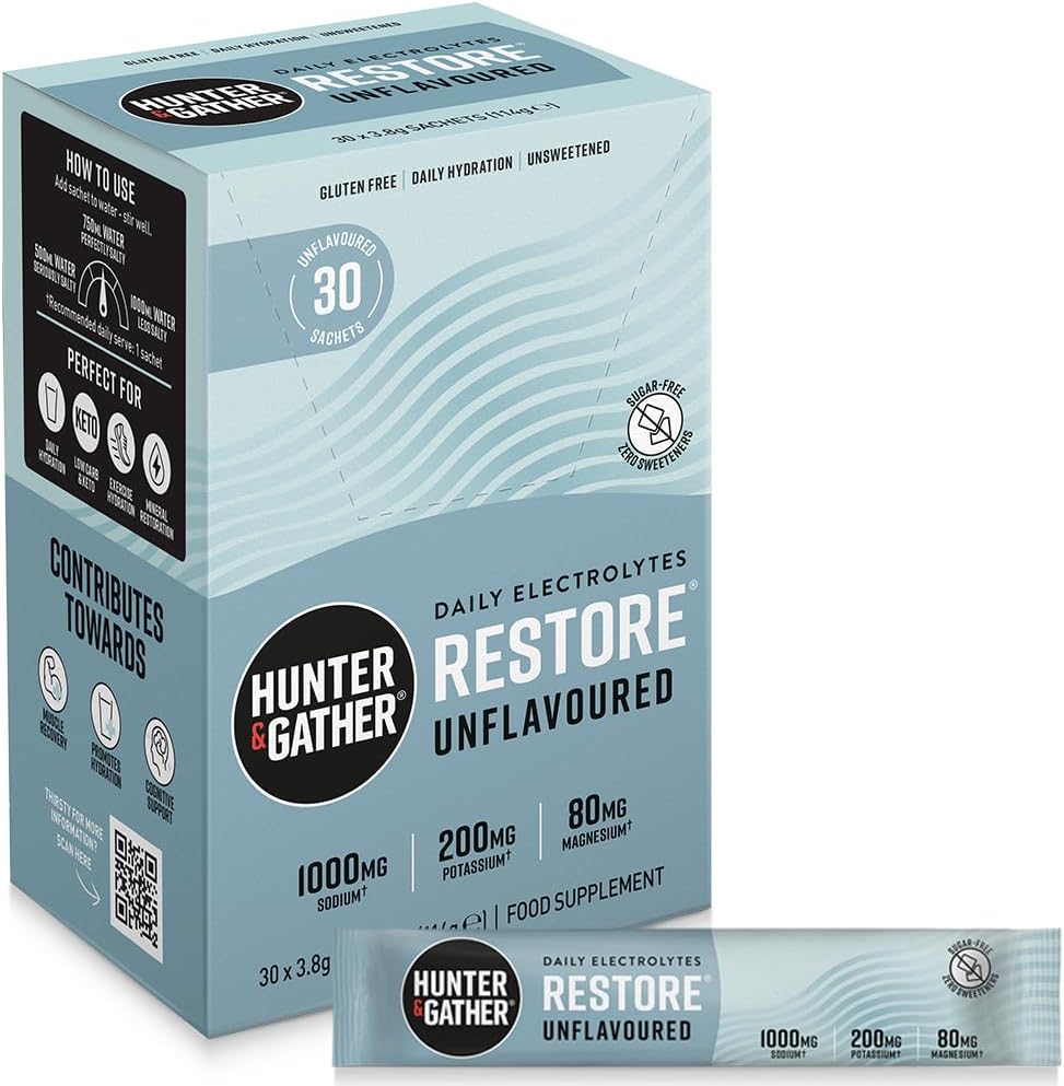 Hunter & Gather Restore Electrolytes Powder Sachets x 30 I No Added Sugar or Swe...