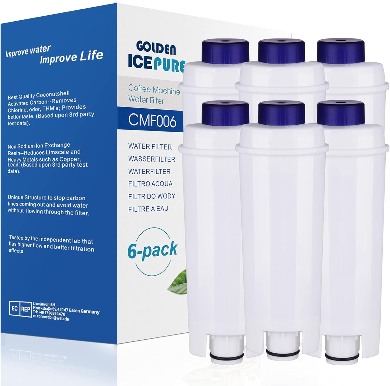 GOLDEN ICEPURE Coffee Machines Water Filter Compatible with De'Longhi DLSC002, S...