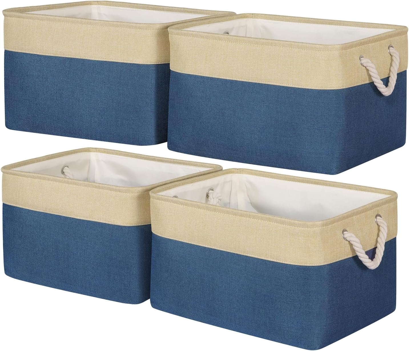 Univivi Canvas Storage Boxes, 43 x 30 x 25cm Extra Large Fabric Storage Baskets...