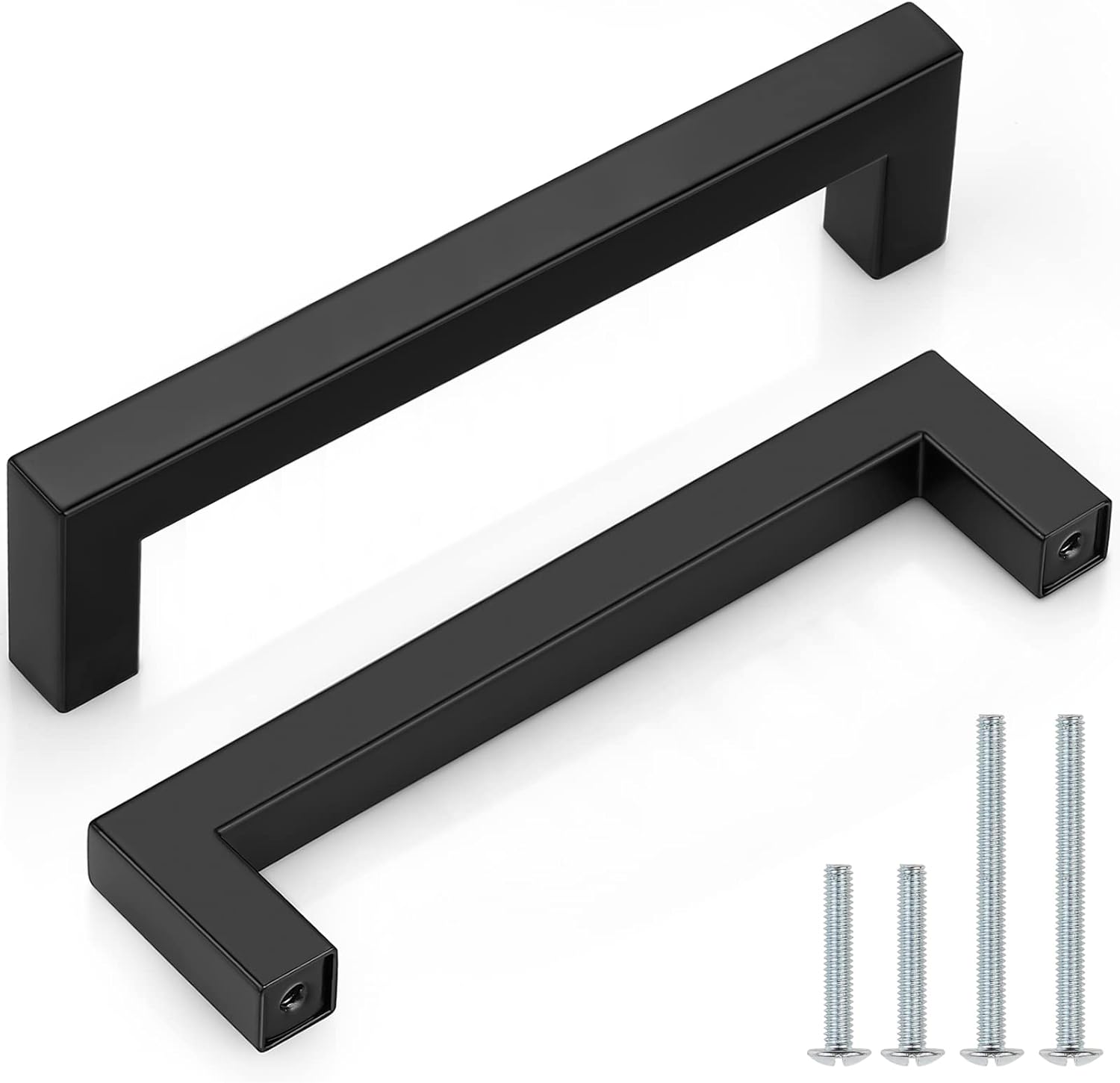 Probrico (5 Pack) Matte Black Square Cabinet Pulls Stainless Steel 5 Inch(128mm)...
