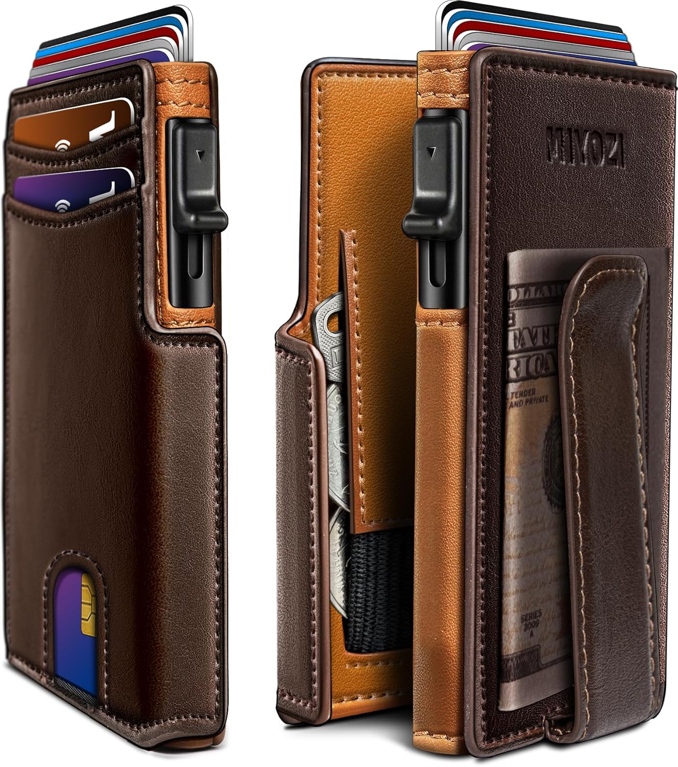 Men Wallet,with Money Clip Coins Pocket ID Window,Slim Front Pocket RFID Blockin...