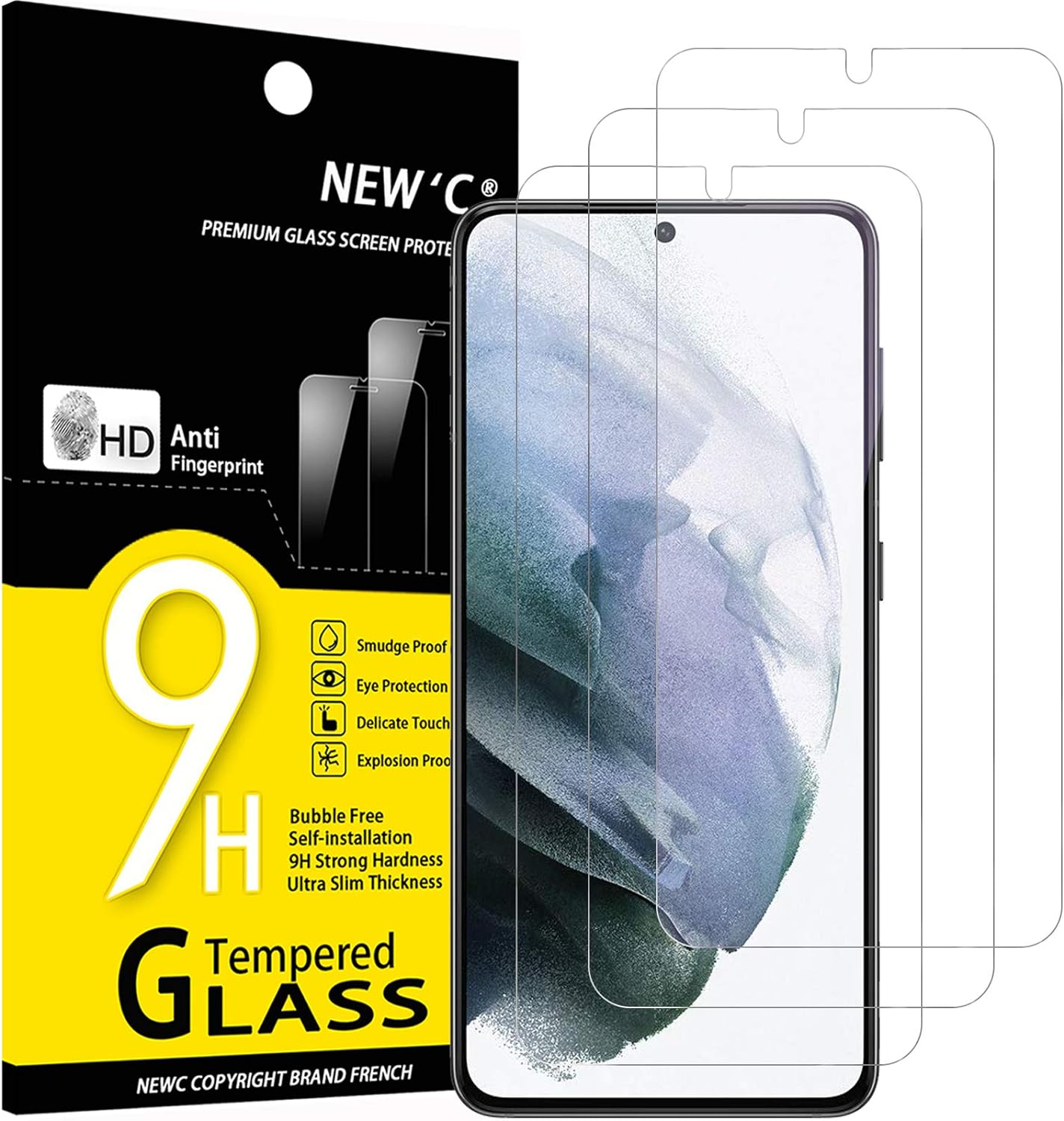 NEW'C 3 Pack Designed for Samsung Galaxy S21 Plus / S21+ 5G (6.7), Tempered Glas...