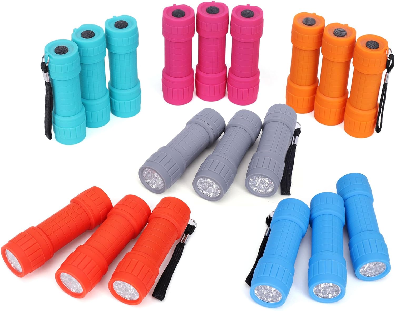 FASTPRO 18-Pack, 9-LED Mini Flashlight Set, AAA Batteries are Included and Pre-I...