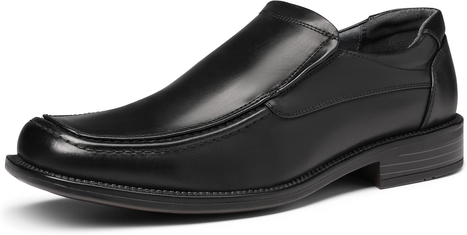 Bruno Marc Men's Leather Lined Square Toe Dress Loafers Shoes 10 UK Black