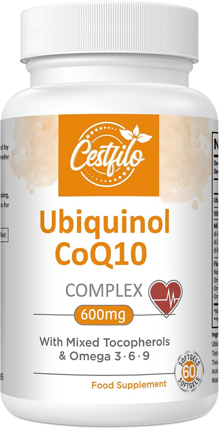 Ubiquinol CoQ10 600mg Softgels - Active Form of CoQ10 Plus Vitamin E & Omega 3 6...