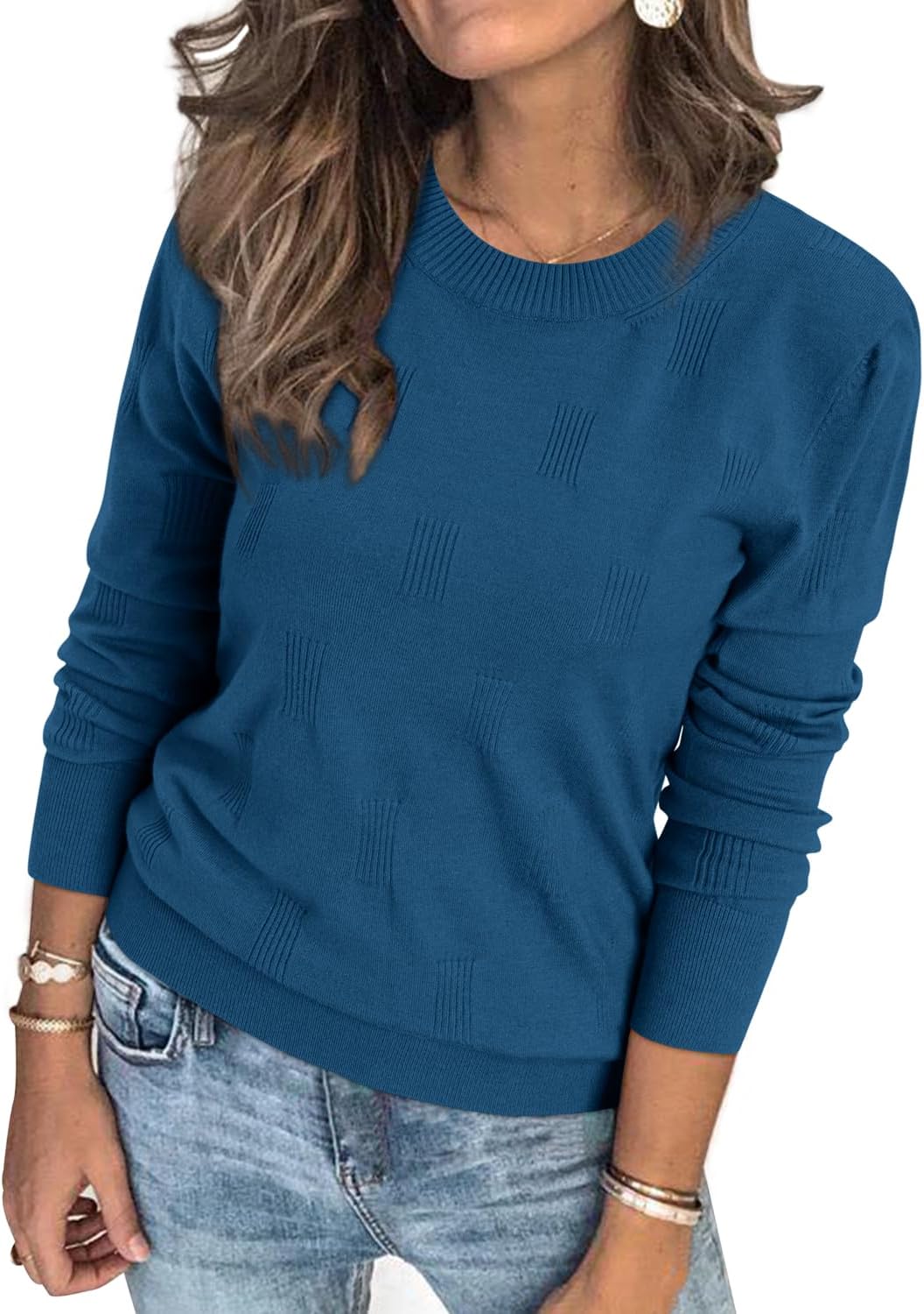 Arach&Cloz Womens Jumpers UK Short/Long Sleeve Crew Neck Ladies Knitted Tops Aut...