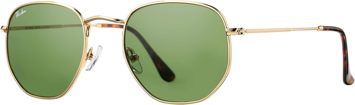 Pro Acme Small Square Sunglasses for Women Men 100% Real Glass Lens Hexagonal Fr...