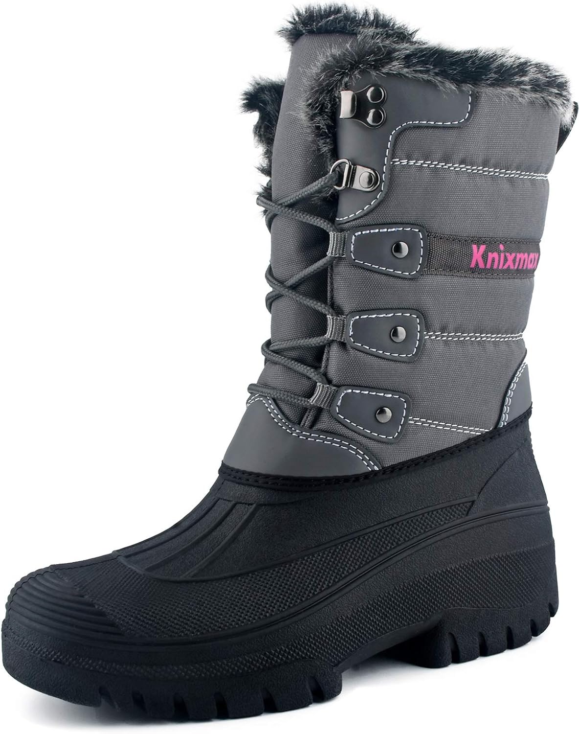 Knixmax Women's Men's Snow Boots Winter Shoes Waterproof Soles Fur Lined Lace-Up...