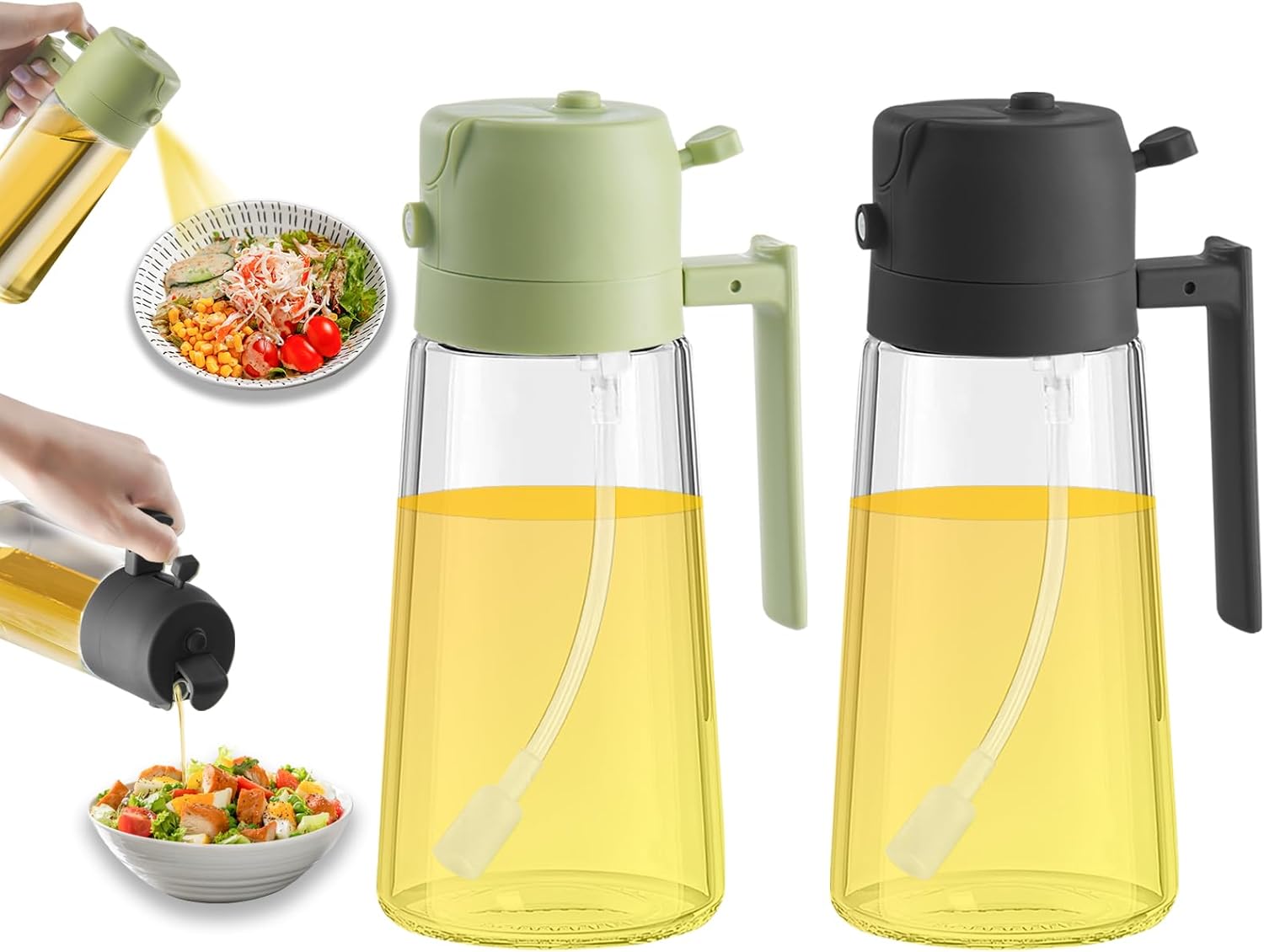 2 in 1 Oil Dispenser and Oil Sprayer Premium Olive Oil Dispenser Bottle with Non...