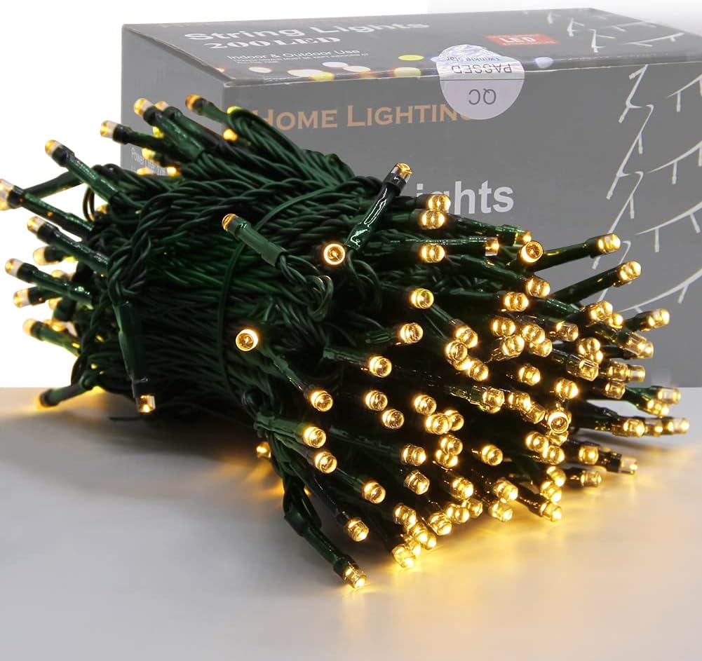 Home Lighting 66ft Christmas Decorative Mini Lights, 200 LED Green Wire Fairy St...