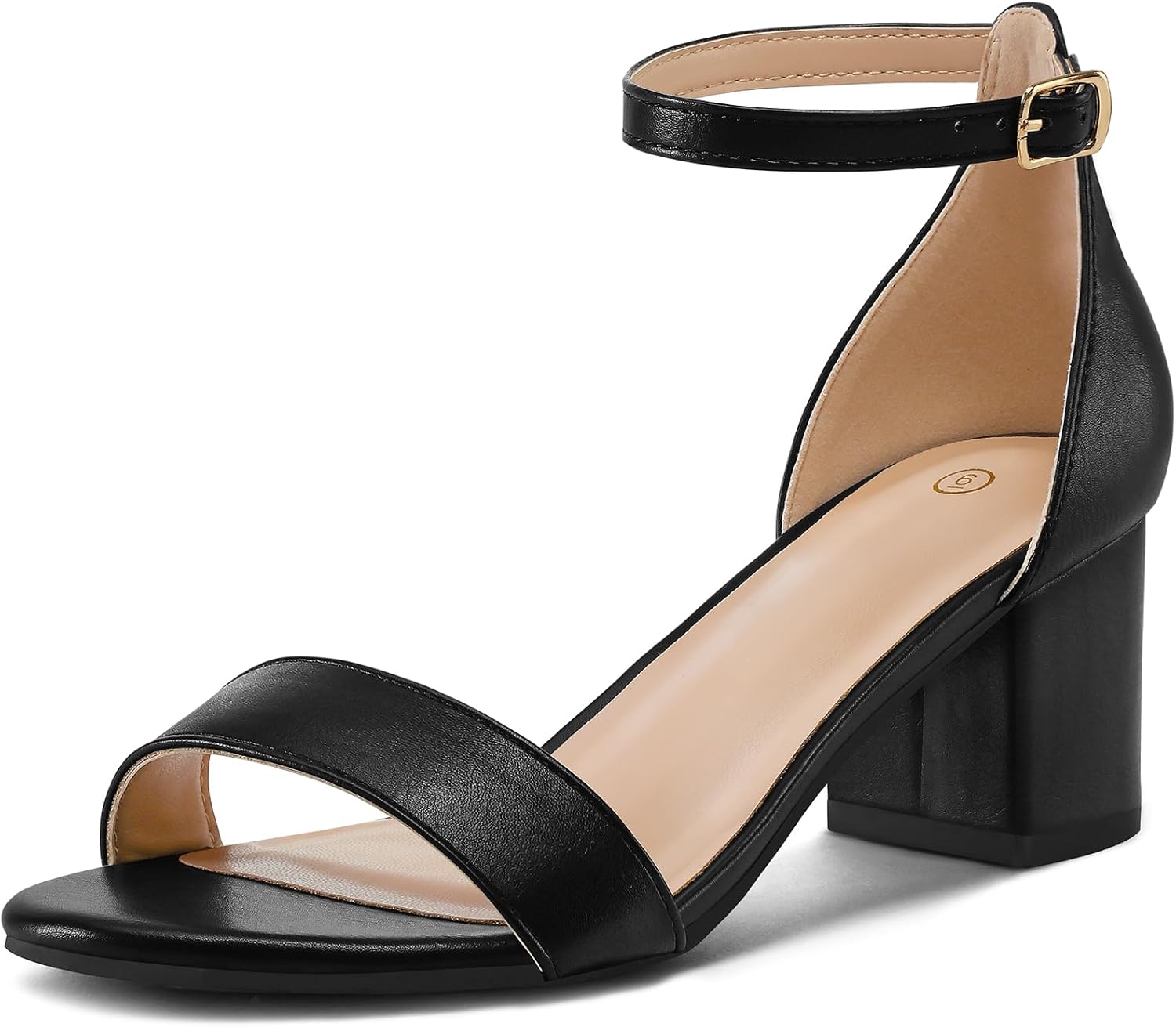 mysoft Women's Chunky Low Heels Open Toe Block Heeled Dress Ankle Strap Pump Wed...