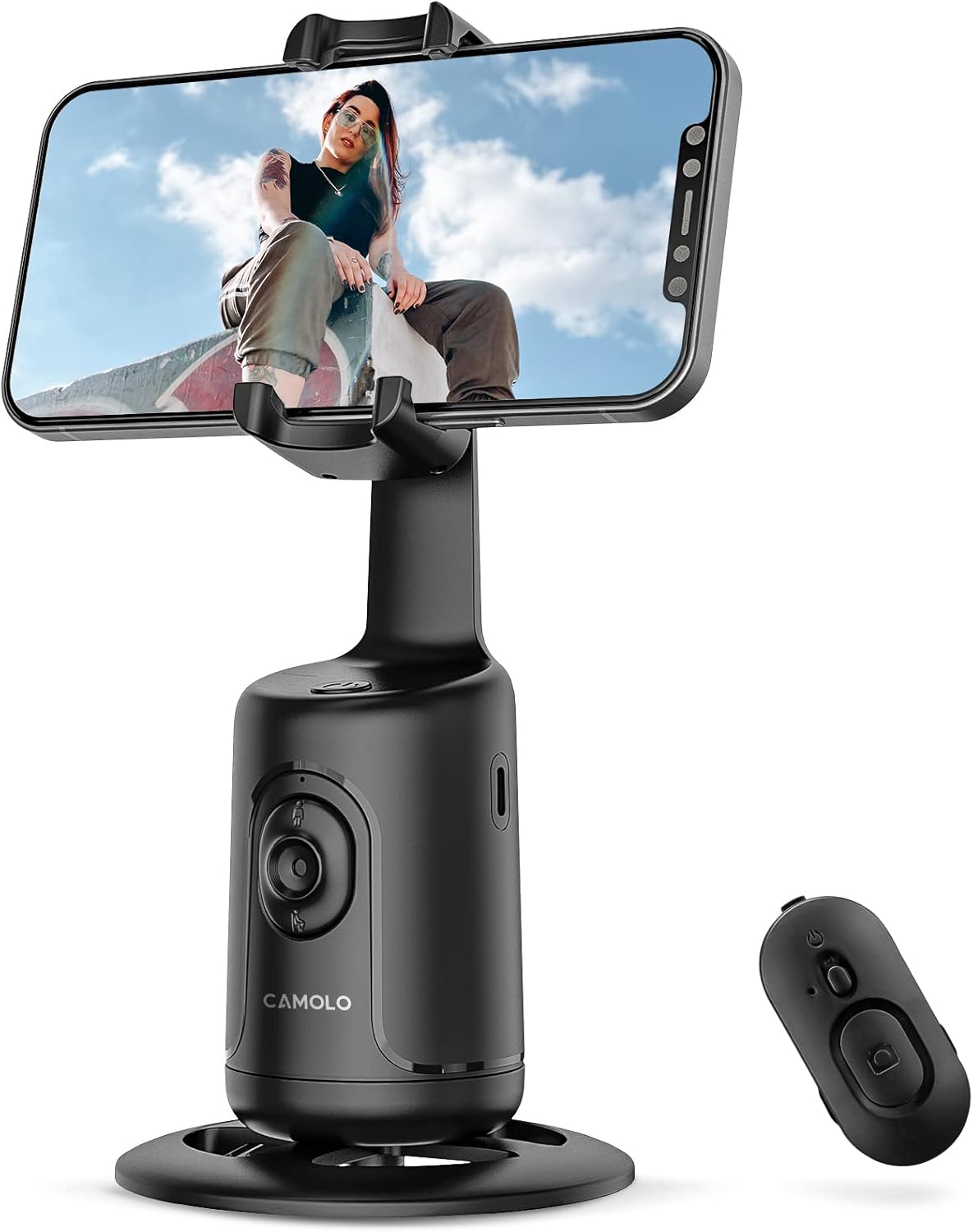 Auto Face Tracking Tripod with Remote, 360° Rotation Auto Tracking Phone Holder,...