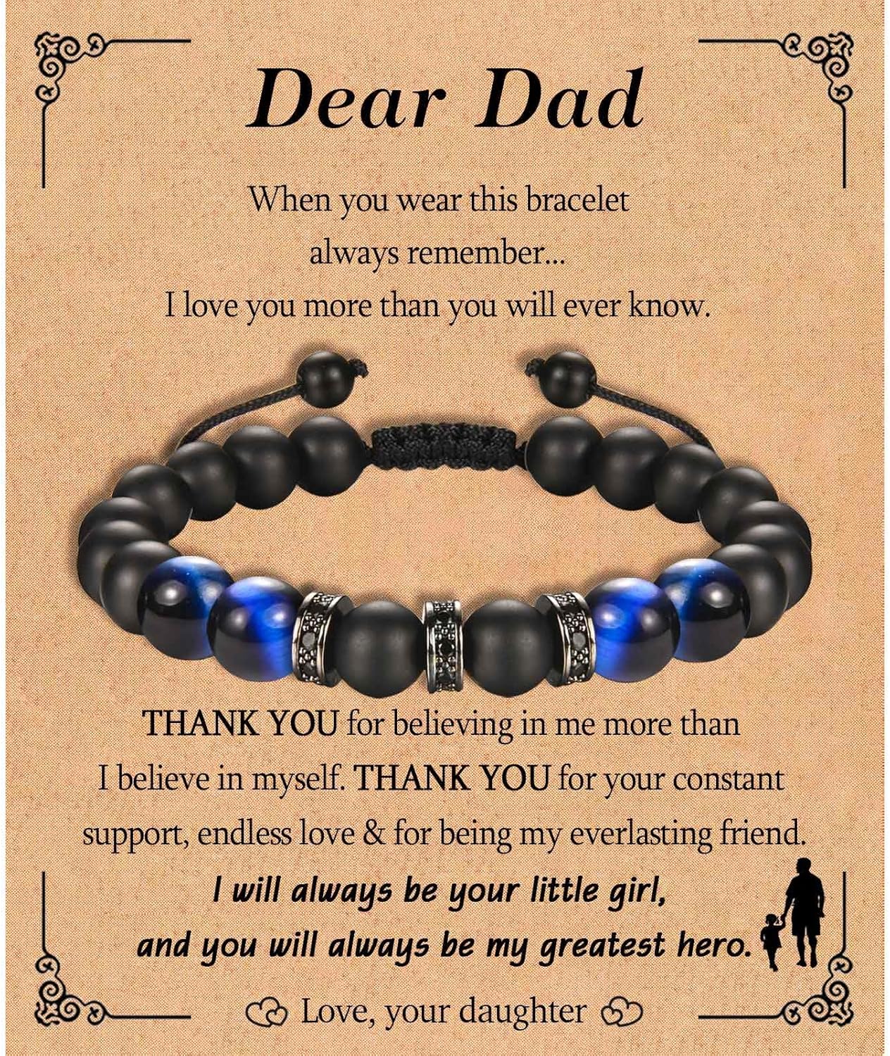 KORAS Gifts for Men Boys, Boyfriend Husband Bracelet Tiger Eye Bracelet for Dad...