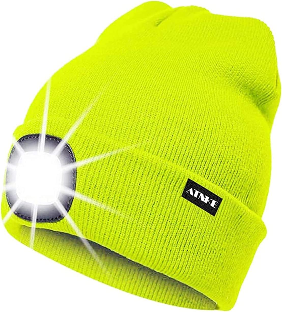 ATNKE LED Lighted Beanie Cap,USB Rechargeable Running Hat Ultra Bright 4 LED Wat...