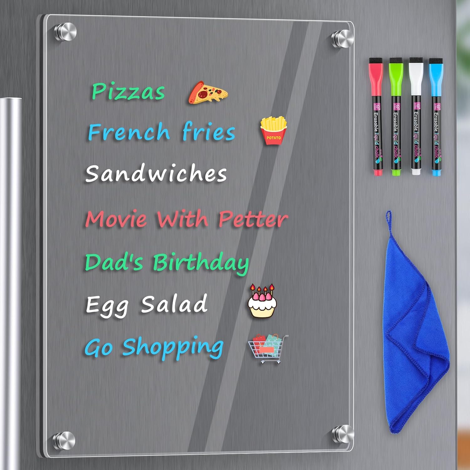 MaxGear Small Magnetic Dry Erase Board for Refrigerator, 12"X 8" Acrylic Magneti...