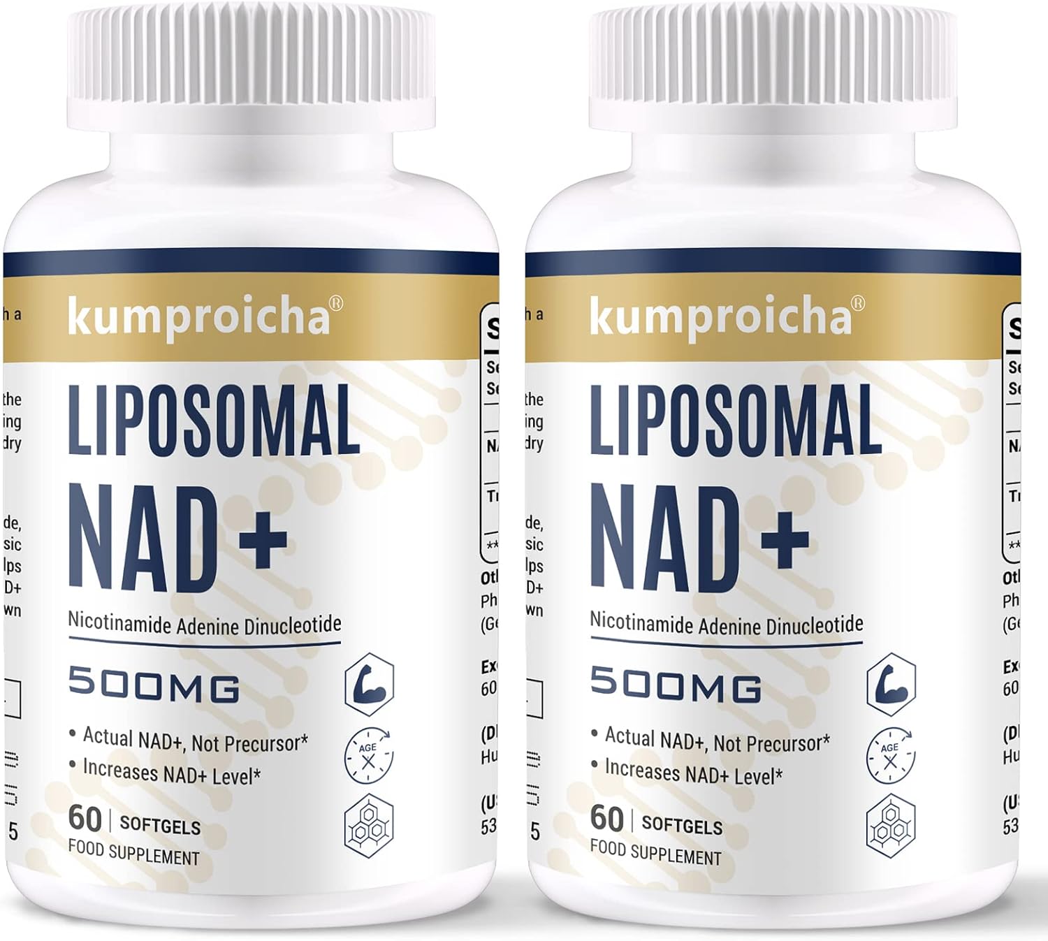 Liposomal NAD+ 500mg with TMG 250mg Softgels, Actual NAD+ Supplement for Cellula...