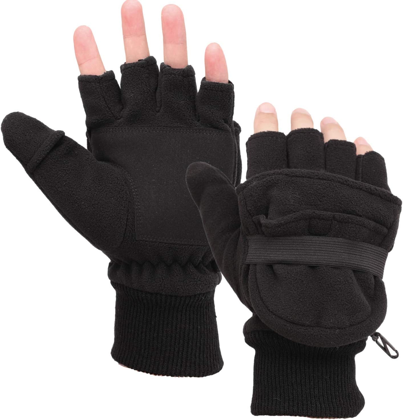 Zeltauto Men’s 3M Thinsulate Fleece Mitten Gloves Convertible Fingerless Mitten...