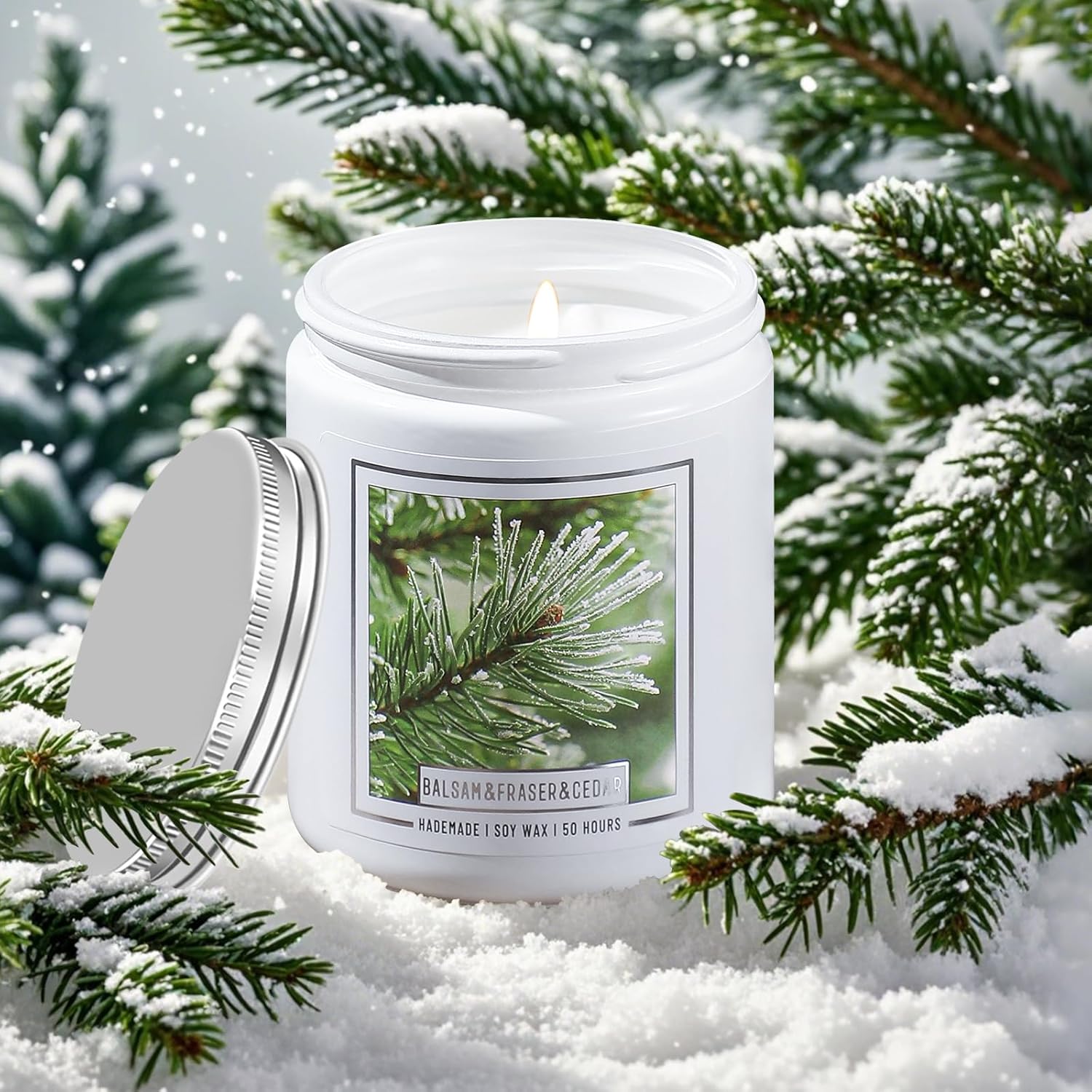 Homsolver Pine Candle, Christmas Balsam Fir Candles Scented, Balsam Candle, 7oz...