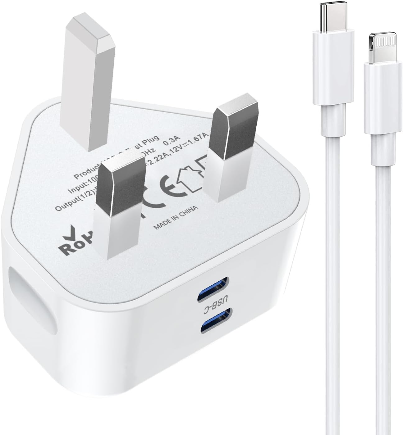 USB C Charger for iPhone, 20W USB C PD Fast Charging Plug and 1M Cable for iPhon...