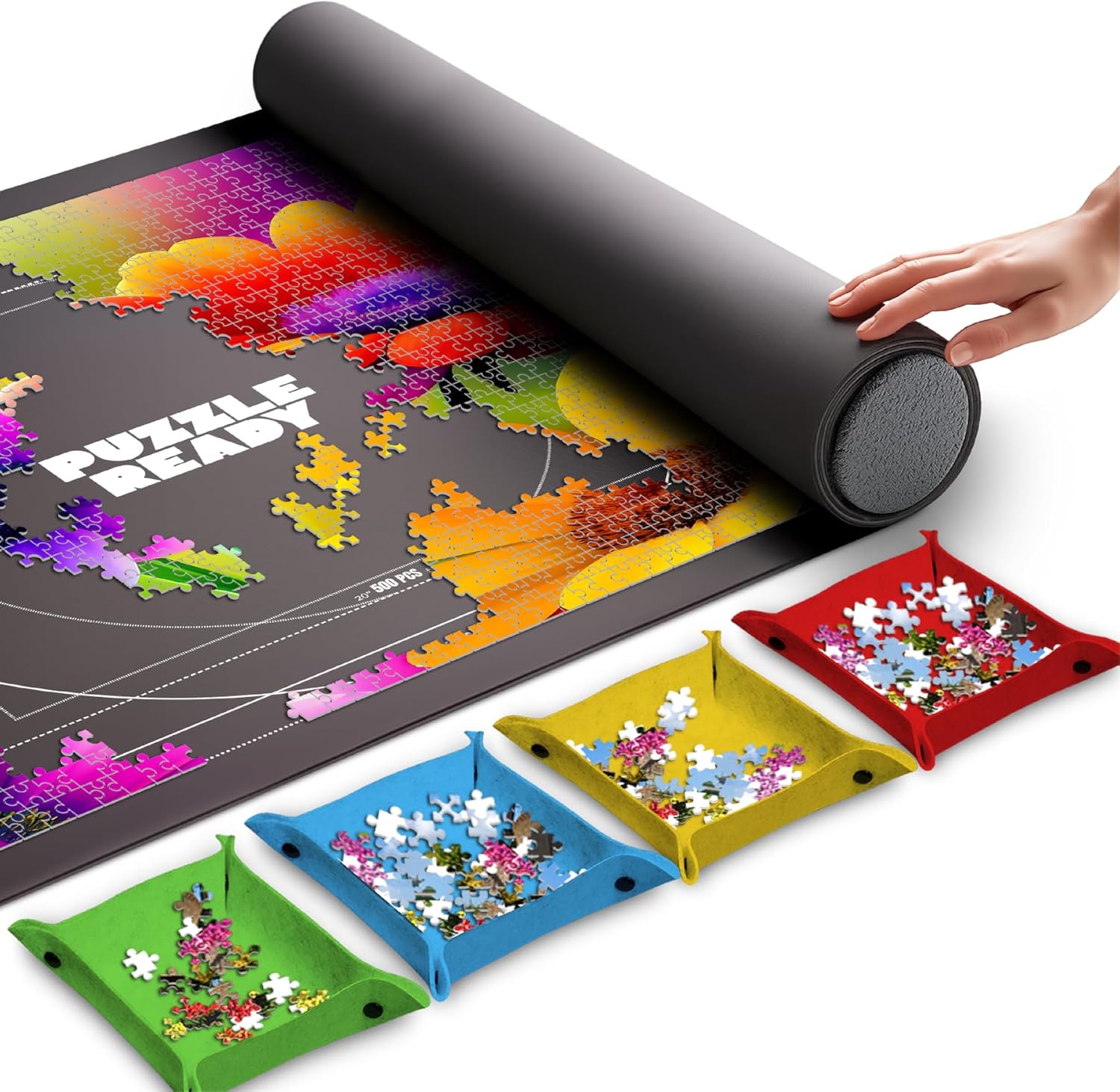 Puzzle Ready Jigsaw Puzzle Mat Roll Up - 46” x 29.5” Puzzle Mat Portable Up to 1...