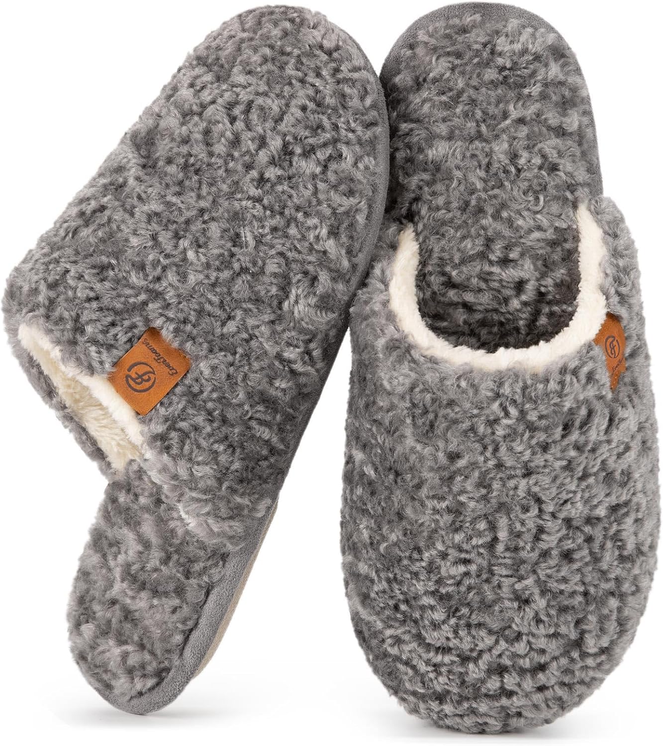 EverFoams Women's Cosy Alpine Shearling Memory Foam Slippers 5/6 UK Oxford Grey
