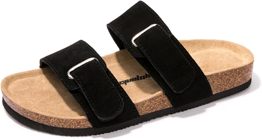 FUNKYMONKEY Unisex Slide Sandals Adjustable Double Buckle with Soft Footbed Comf...