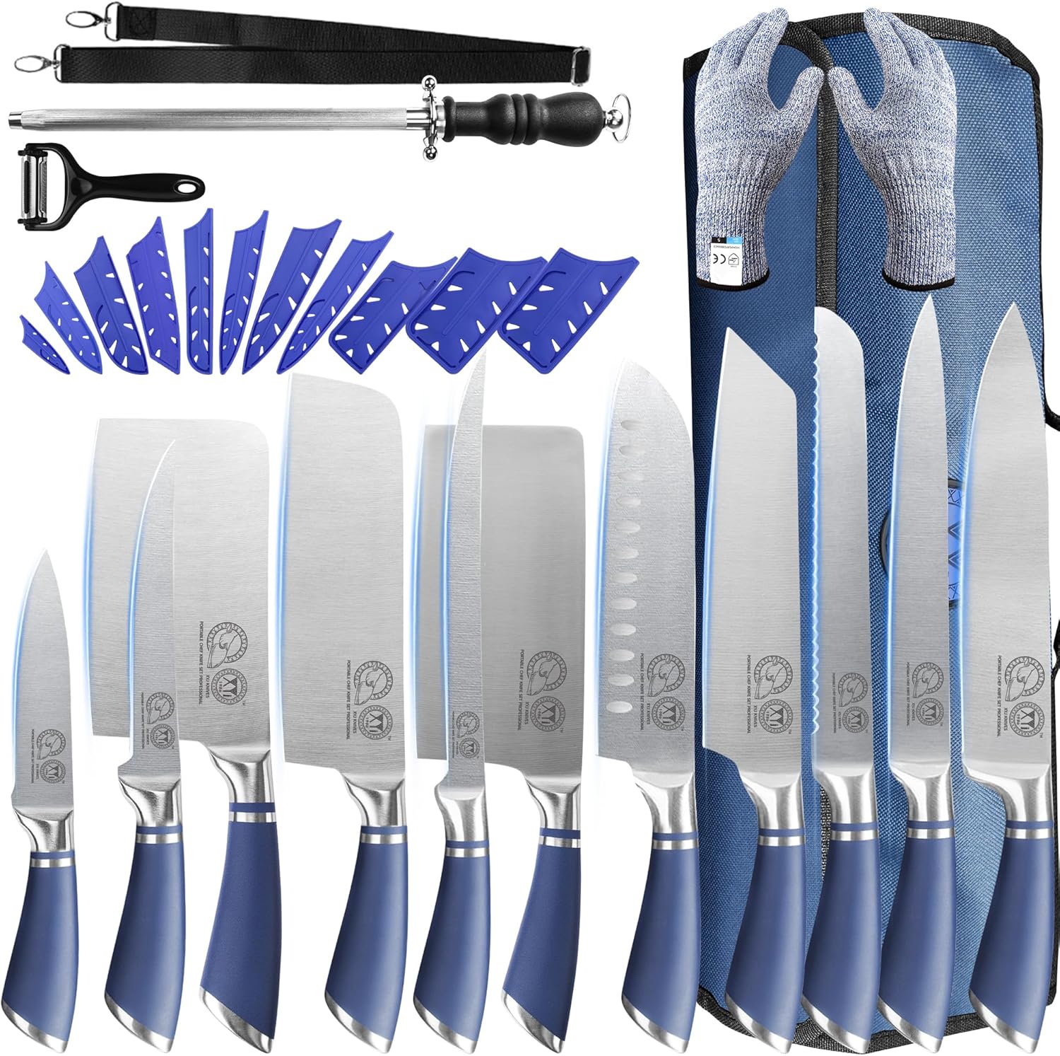 XYJ Knives,Professional Knife Sets for Master Chefs,11-pcs Chef Knife Set with B...
