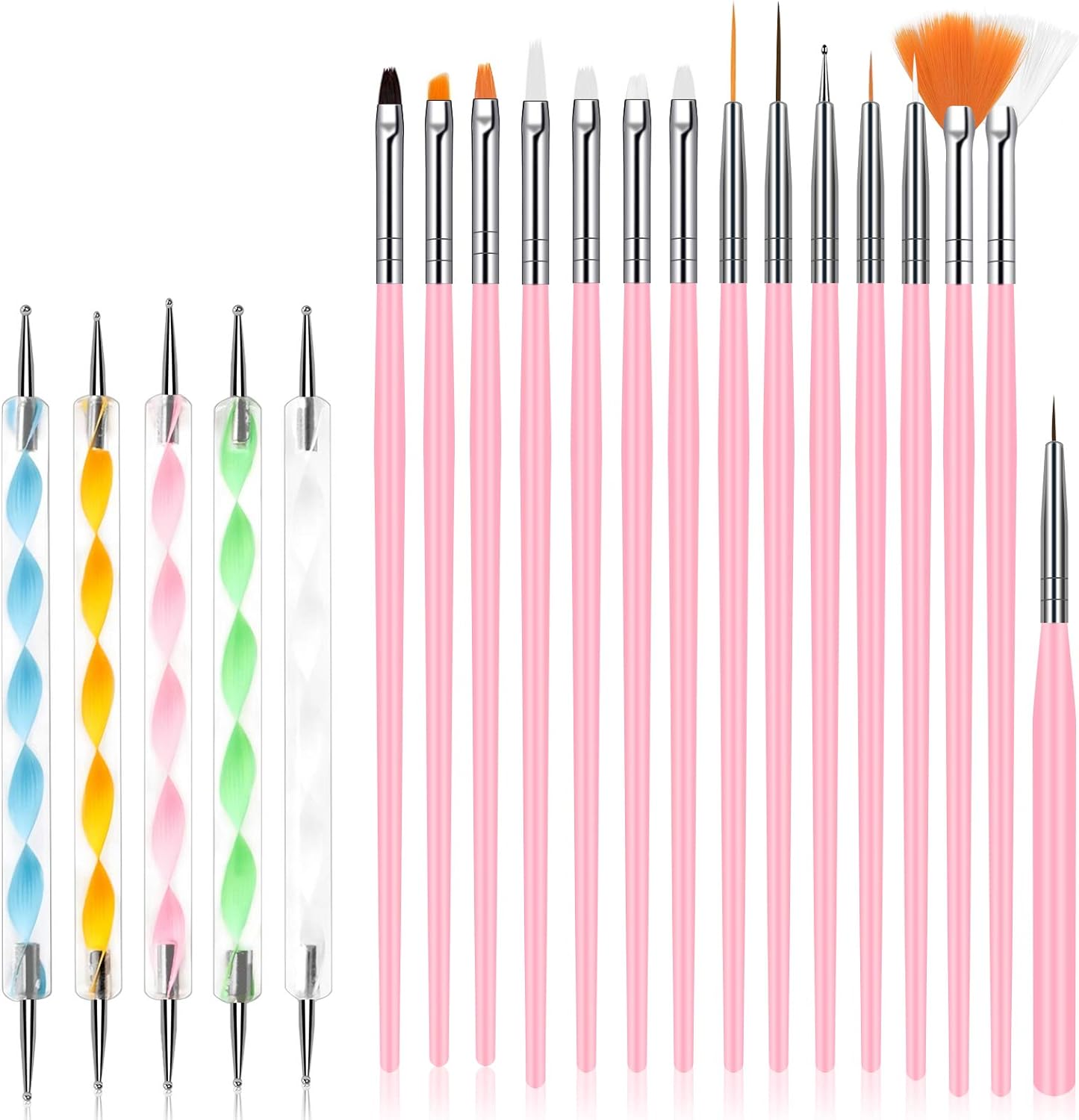 URAQT Nail Art Brushes Set, 15pcs Acrylic Nail Brush Painting Pen and 5pcs Nail...