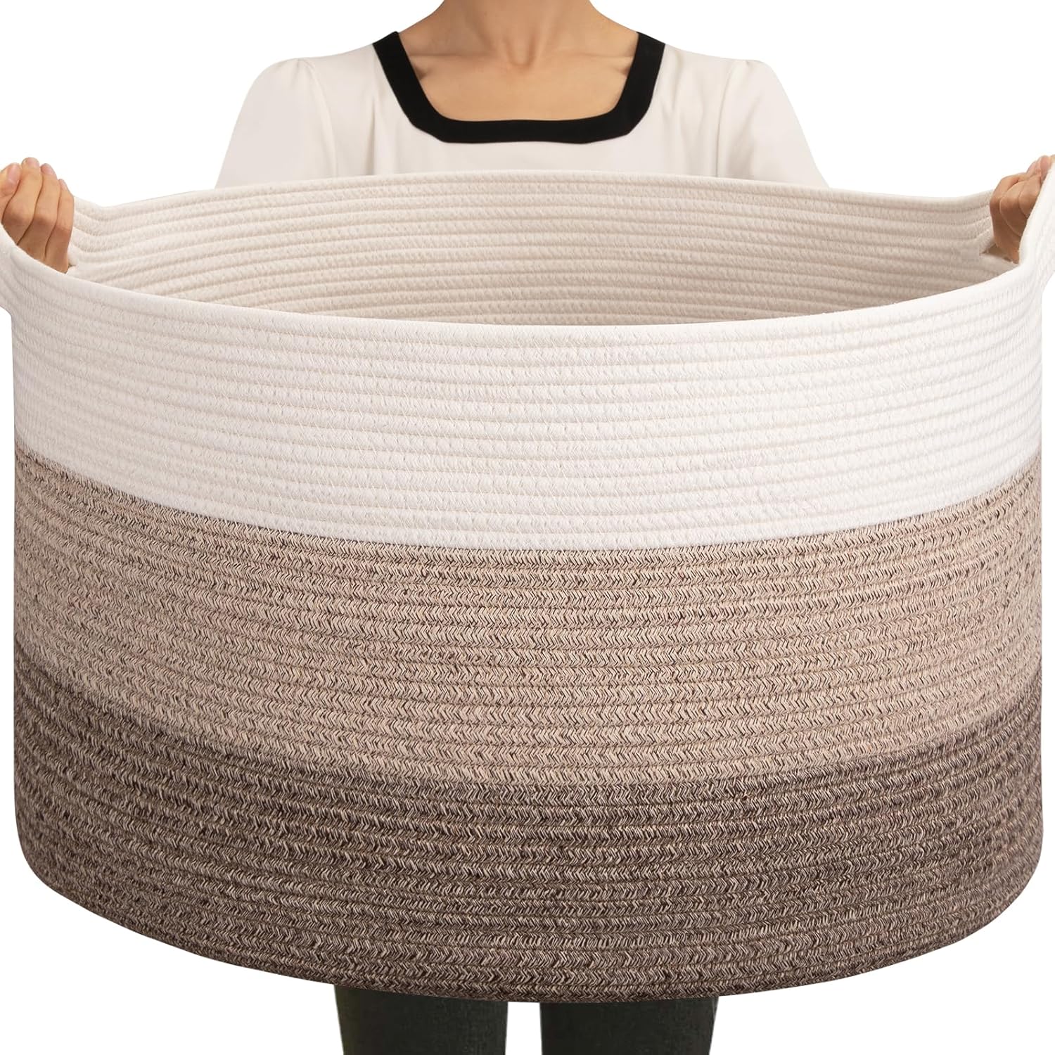OIAHOMY Extra Large Storage Basket, 23" x 13" Woven Blanket Basket for Living Ro...