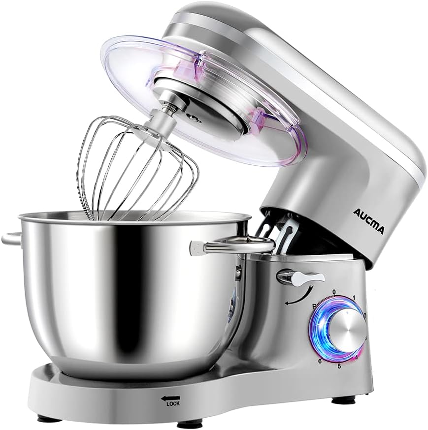 Aucma Stand Mixer, 6.2L Food Mixer 1400W Tilt-Head Electric Kitchen Mixer with D...