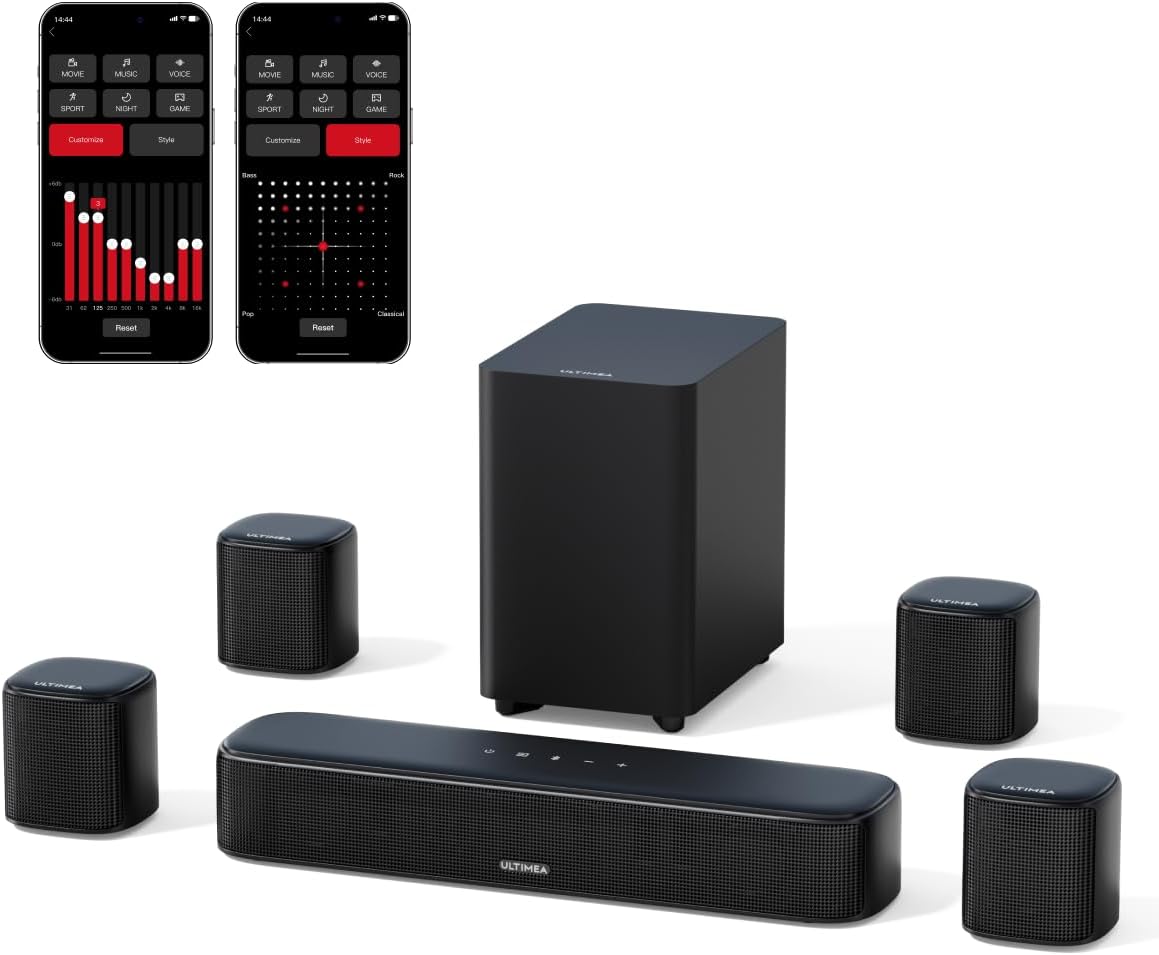 ULTIMEA 7.1ch Virtual Surround Sound Bar, Sound Bar for Smart TV with 4 Surround...