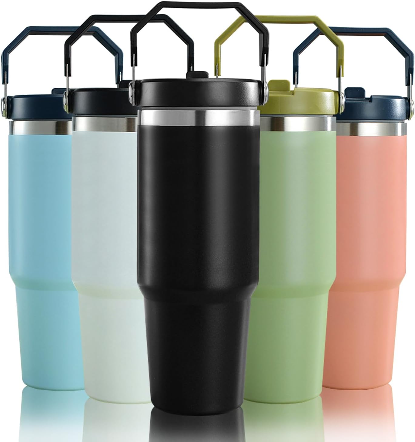 Mebiusyhc Stainless Steel Tumbler with Straw, Reusable Cup with Straw Leakproof...