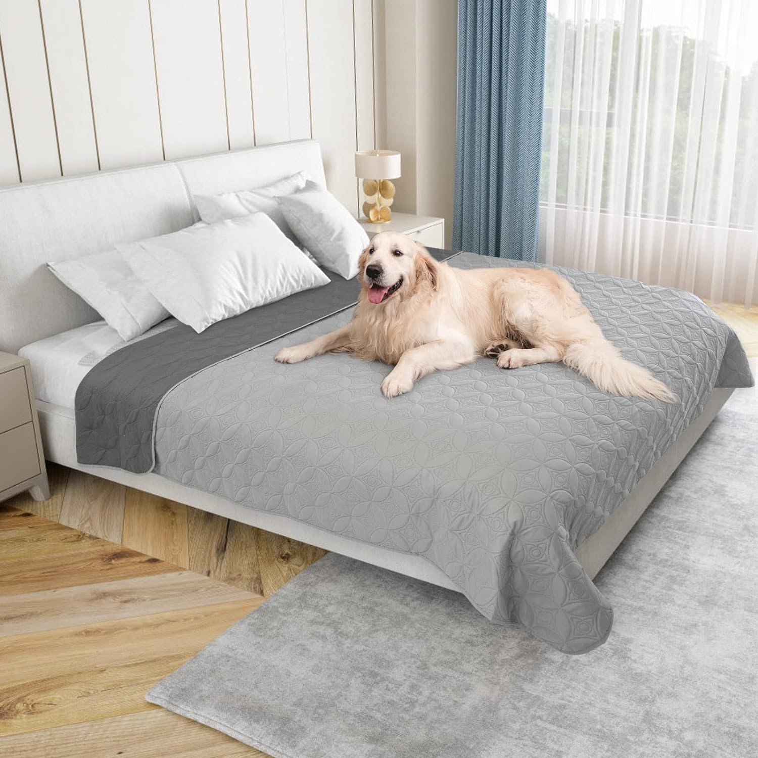 PICK FOR LIFE Waterproof Dog Blanket For Bed, 208×208cm Dog Blankets Washable So...
