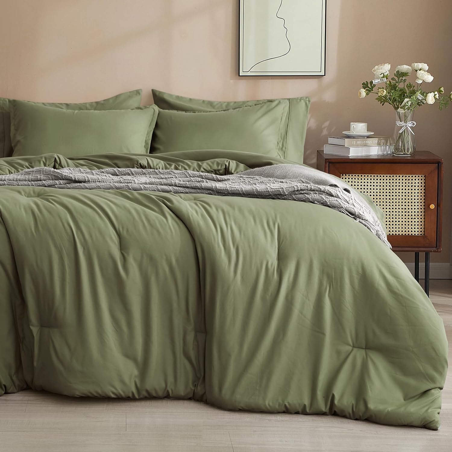 PHF 5 Pieces Twin Comforter Set, Bed in A Bag Comforter & 18" Sheet Set All Seas...
