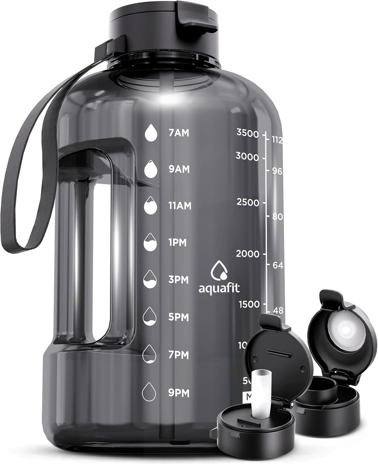 AQUAFIT 4 Litre Water Bottle with Straw - Water Bottle 4L with Time Marker - One...